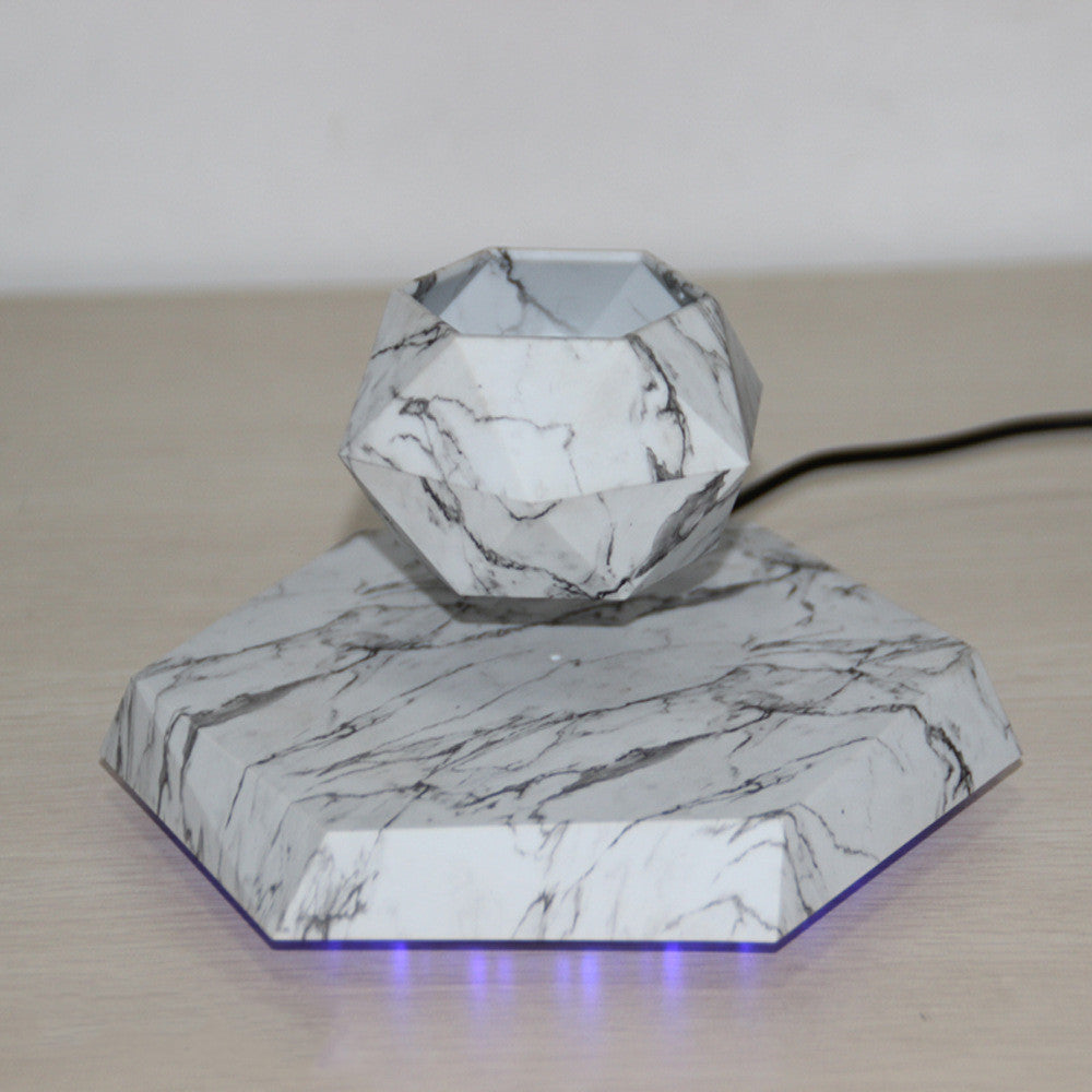 Magnetic Floating Hexagon Wood Grain Pot – Levitating Planter