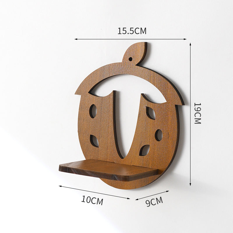 Retro Wooden Wall Shelf – Floral & Animal Decorative Design