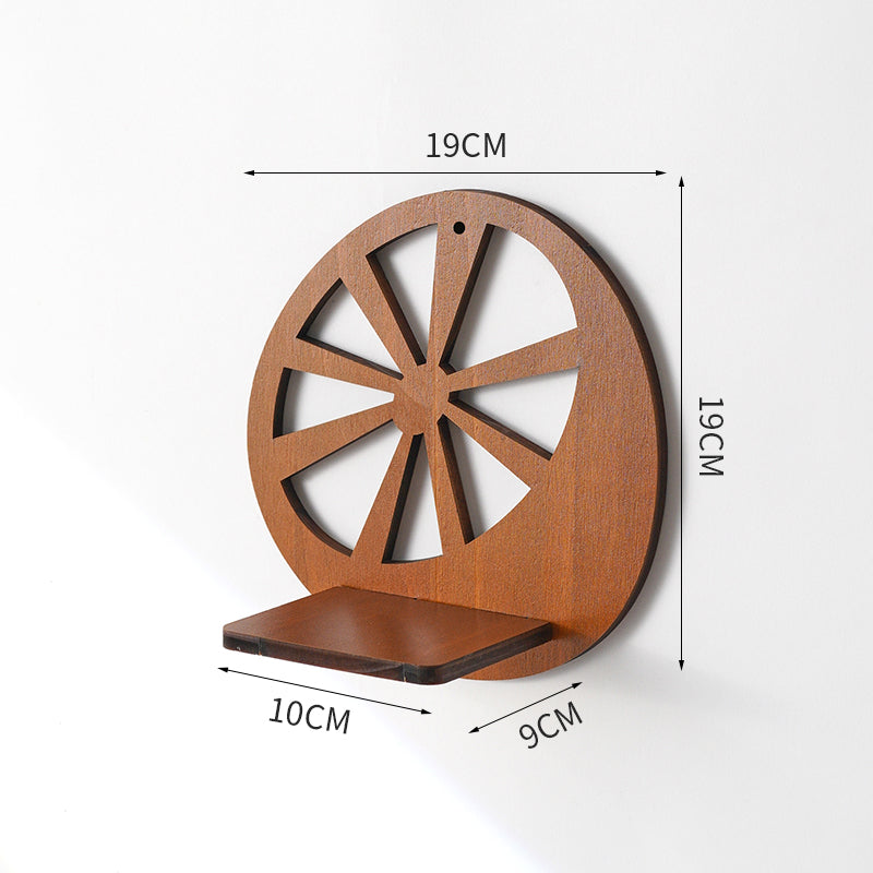 Retro Wooden Wall Shelf – Floral & Animal Decorative Design