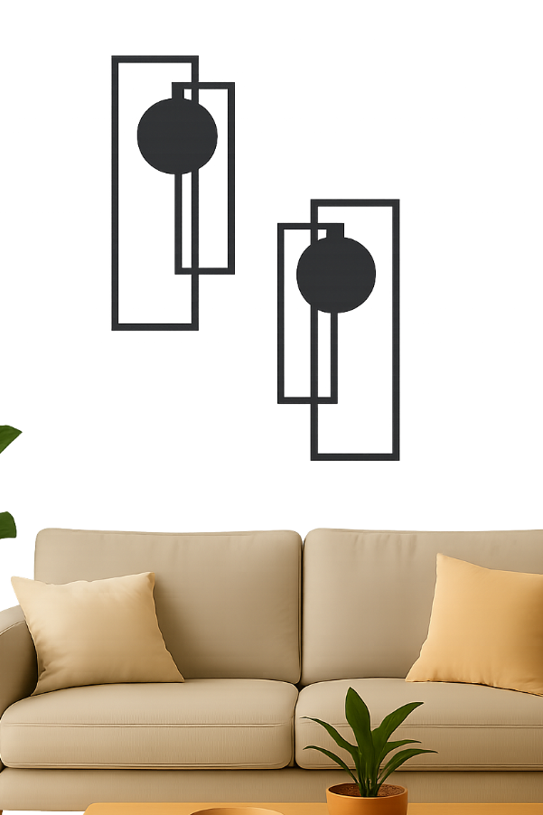 2-Piece Minimalist Metal Wall Art – Abstract Geometric Decor