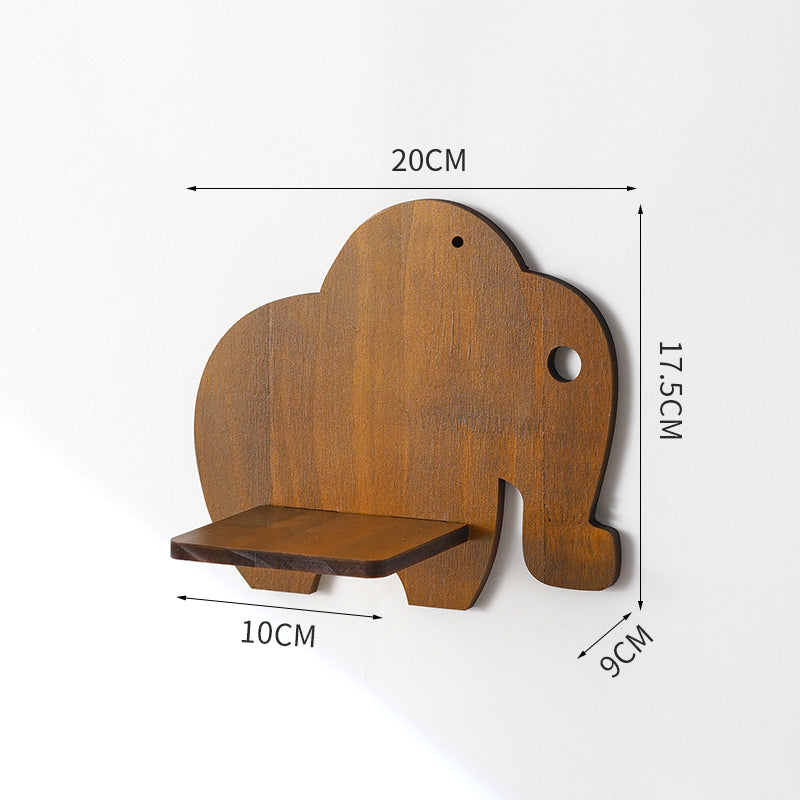 Retro Wooden Wall Shelf – Floral & Animal Decorative Design