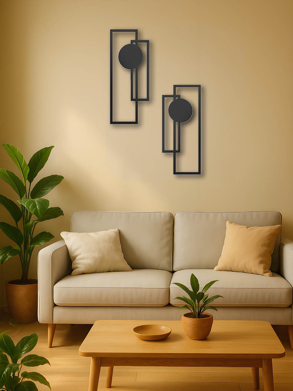 2-Piece Minimalist Metal Wall Art – Abstract Geometric Decor