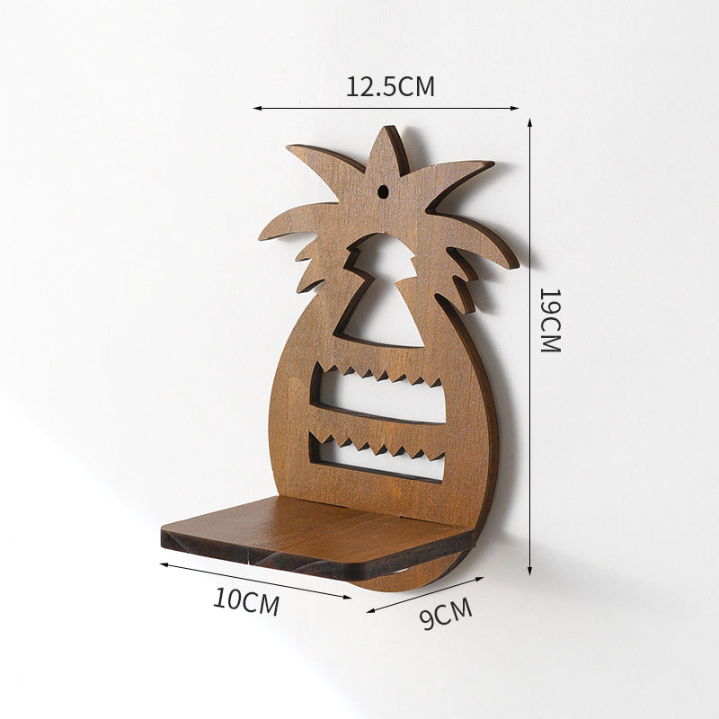 Retro Wooden Wall Shelf – Floral & Animal Decorative Design