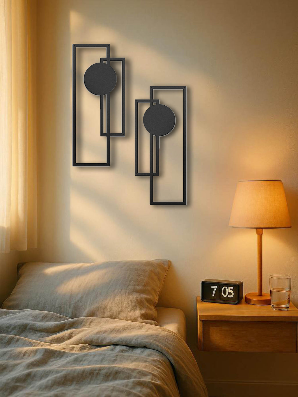 2-Piece Minimalist Metal Wall Art – Abstract Geometric Decor
